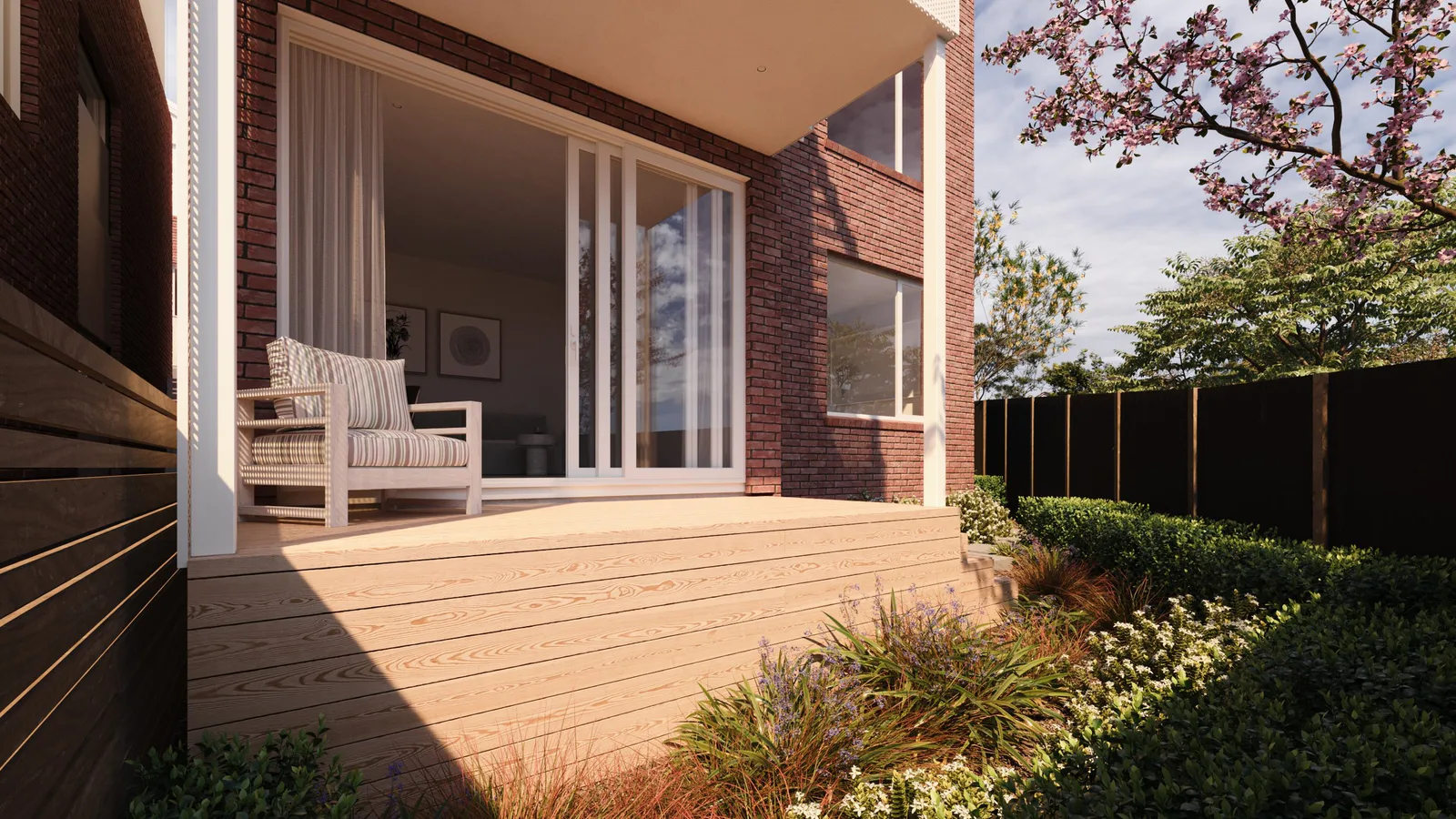 Private landscaped courtyard at Featherstone