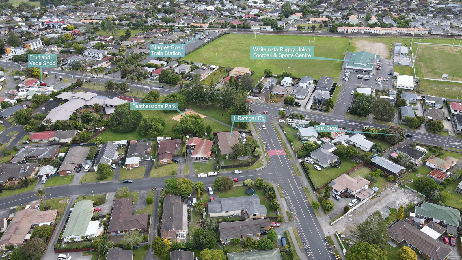 Illustrated map showing Featherstone near Sturges Road station and local amenities