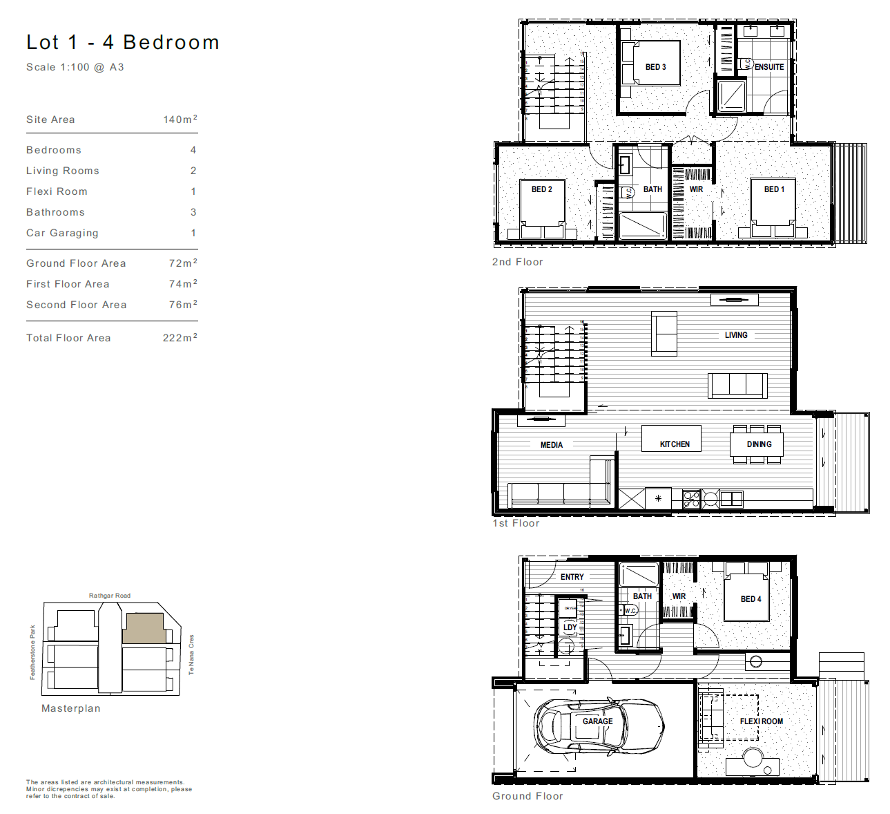 Floor plan for the standalone four-bedroom Featherstone home
